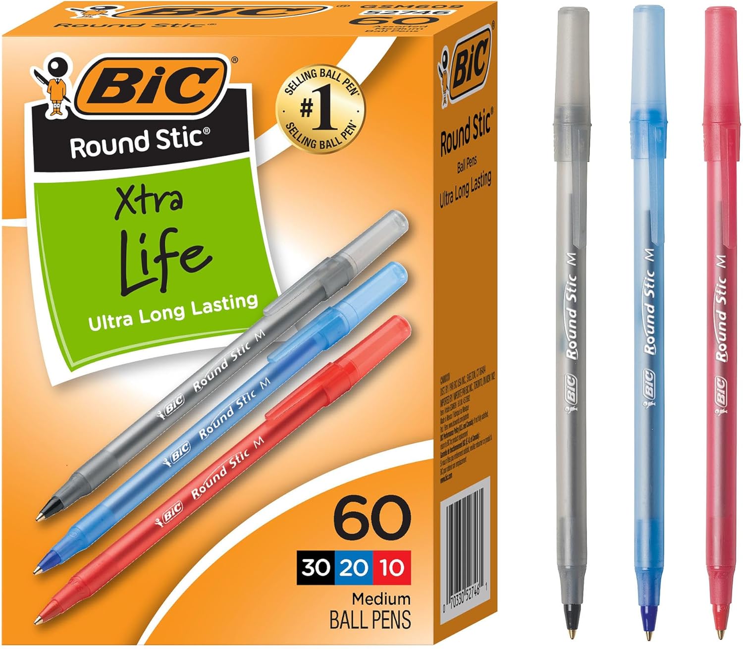 Assorted Ink Ballpoint Pens, 1.0 mm - 60 Count, Translucent Barrels
