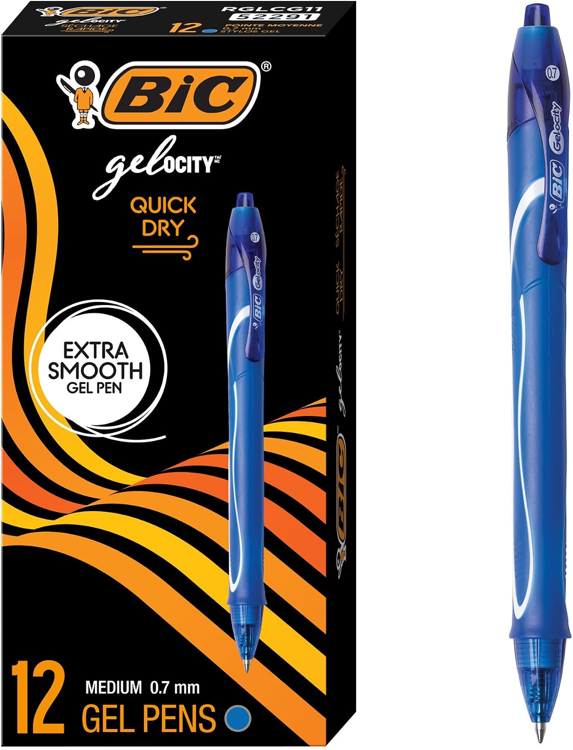 Quick-Dry Gel Pens, 0.7 mm Medium Point - 12 Pack, Blue Ink
